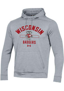 Mens Wisconsin Badgers Grey Under Armour No. 1 Pill Tech Long Sleeve Hoodie