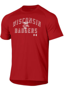 Wisconsin Badgers Red Under Armour No. 1 Tech Short Sleeve T Shirt