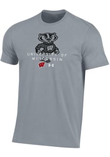 Wisconsin Badgers Grey Under Armour Tonal Logo Short Sleeve T Shirt