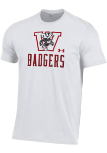 Wisconsin Badgers White Under Armour Mascot Name Short Sleeve T Shirt