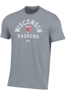 Wisconsin Badgers Grey Under Armour No. 1 Graphic Short Sleeve T Shirt