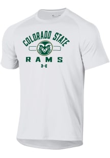 Under Armour Colorado State Rams White Flat Name Tech Short Sleeve T Shirt