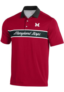 Mens Maryland Terrapins Red Under Armour Gameday Sublimated Short Sleeve Polo Shirt