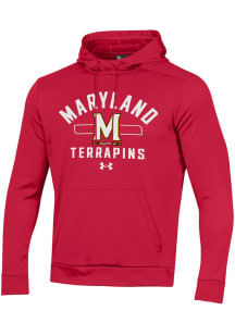 Mens Maryland Terrapins Red Under Armour Gear for Sports (Under Armour) Design Long Sleeve Hoodi..