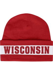 Wisconsin Badgers Under Armour Jacquard Knit Cuff Beanie Mens Knit Hat - Red