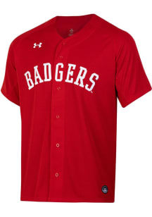 Mens Wisconsin Badgers Red Under Armour Replica Jersey