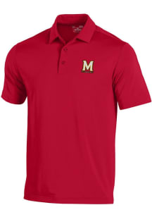 Mens Maryland Terrapins Red Under Armour Vintage Mascot T2 Short Sleeve Polo Shirt