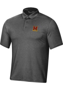 Mens Maryland Terrapins Black Under Armour Primary Team Logo Playoff Heather Short Sleeve Polo S..