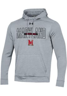 Mens Maryland Terrapins Grey Under Armour Flat Name No. 1 Pill Long Sleeve Hoodie
