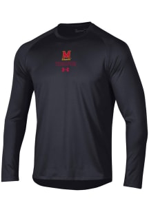 Mens Maryland Terrapins Black Under Armour Primary Logo Tech Long Sleeve T-Shirt
