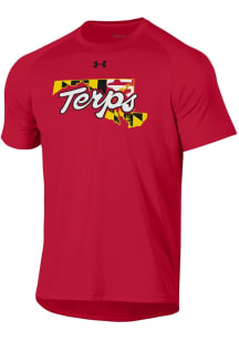 Maryland Terrapins Red Under Armour Local Tech Short Sleeve T Shirt