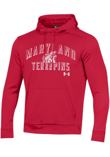 Mens Maryland Terrapins Red Under Armour Arch Name Mascot No. 1 Pill Long Sleeve Hoodie