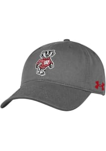 Under Armour Charcoal Wisconsin Badgers Washed Performance Design Adjustable Hat