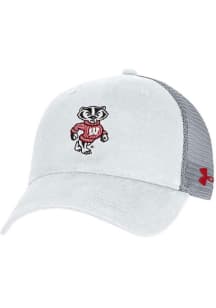 Under Armour White Wisconsin Badgers Washed Performance Trucker Design Adjustable Hat