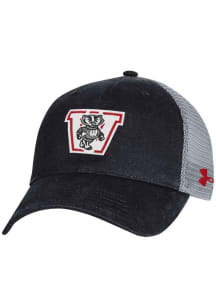 Under Armour Black Wisconsin Badgers Retro Washed Performance Trucker Adjustable Hat