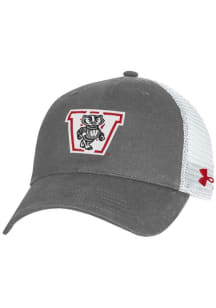 Under Armour Charcoal Wisconsin Badgers Retro Washed Performance Trucker Adjustable Hat