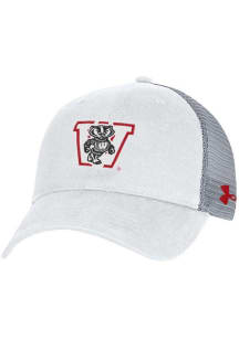 Under Armour White Wisconsin Badgers Retro Washed Performance Trucker Adjustable Hat