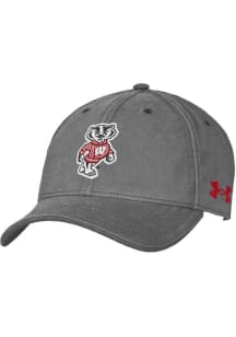 Wisconsin Badgers Under Armour Washed Performance Youth Adjustable Hat - Charcoal