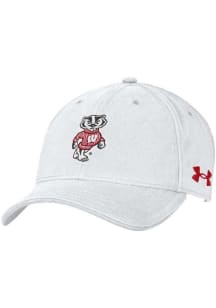 Wisconsin Badgers Under Armour Washed Performance Youth Adjustable Hat - White