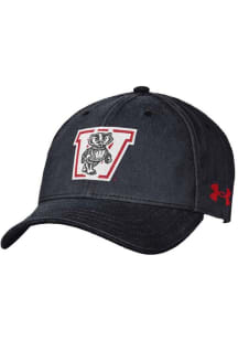 Wisconsin Badgers Under Armour Retro Washed Performance Youth Adjustable Hat - Black