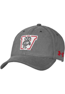 Wisconsin Badgers Under Armour Retro Washed Performance Youth Adjustable Hat - Charcoal