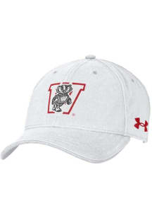 Wisconsin Badgers Under Armour Retro Washed Performance Youth Adjustable Hat - White