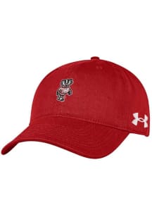 Wisconsin Badgers Under Armour Small Mascot Washed Performance Womens Adjustable Hat - Red