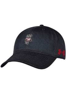 Wisconsin Badgers Under Armour Small Mascot Washed Performance Womens Adjustable Hat - Black