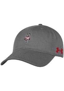 Wisconsin Badgers Under Armour Small Mascot Washed Performance Womens Adjustable Hat - Charcoal