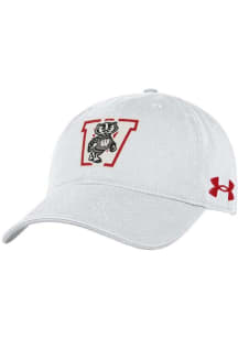 Wisconsin Badgers Under Armour Retro Washed Performance Womens Adjustable Hat - White