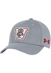 Wisconsin Badgers Under Armour Retro Blitzing Stretch Flex Hat - Grey