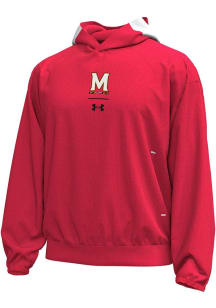 Mens Maryland Terrapins Red Under Armour Gameday Double Knit Hooded Sweatshirt