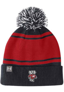 Wisconsin Badgers Under Armour POM Beanie Mens Knit Hat -