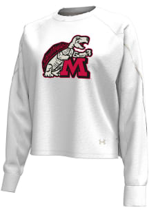 Womens Maryland Terrapins White Under Armour Gameday Crew Sweatshirt