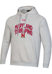 Mens Maryland Terrapins Grey Under Armour Arch School Mascot All Day Hooded Sweatshirt
