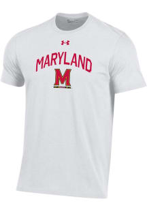 Maryland Terrapins White Under Armour Arch School Wordmark Perf Cotton Short Sleeve T Shirt