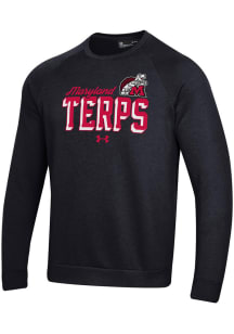 Mens Maryland Terrapins Black Under Armour Vintage Flat Mascot All Day Crew Sweatshirt