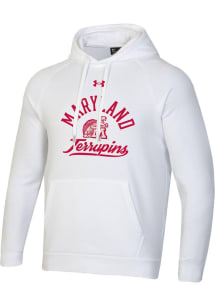 Mens Maryland Terrapins White Under Armour Vintage No. 1 Design All Day Hooded Sweatshirt