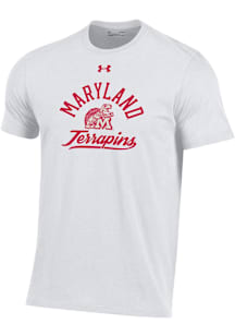 Under Armour Maryland Terrapins White Vintage No. 1 Design Perf Cotton Short Sleeve T Shirt