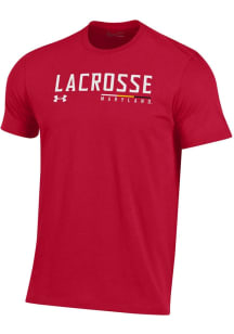 Maryland Terrapins Red Under Armour Lacrosse Perf Cotton Short Sleeve T Shirt