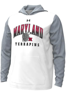 Mens Maryland Terrapins White Under Armour No. 1 Design All Day Hooded Sweatshirt