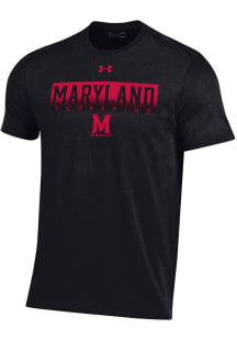 Maryland Terrapins Black Under Armour Flat Name Mascot Perf Cotton Design Short Sleeve T Shirt