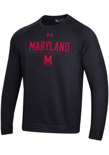 Mens Maryland Terrapins Black Under Armour Flat Mascot Tonal All Day Crew Sweatshirt