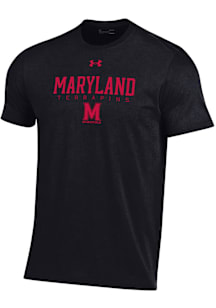 Maryland Terrapins Black Under Armour Flat Mascot Tonal Perf Cotton Short Sleeve T Shirt