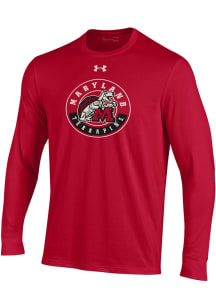 Mens Maryland Terrapins Red Under Armour Circle Perf Cotton Tee