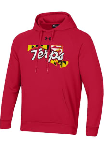 Mens Maryland Terrapins Red Under Armour Local State Shape All Day Hooded Sweatshirt