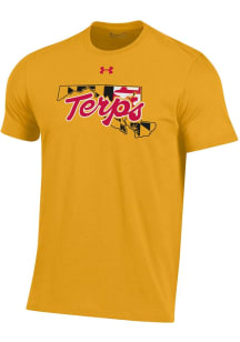 Under Armour Maryland Terrapins Gold Local State Shape Perf Cotton Short Sleeve T Shirt