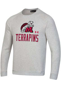Mens Maryland Terrapins Grey Under Armour Name Drop All Day Crew Sweatshirt