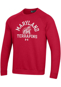 Mens Maryland Terrapins Red Under Armour No. 1 Design All Day Crew Sweatshirt