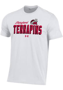 Under Armour Maryland Terrapins White Logo over Mascot Name Perf Cotton Short Sleeve T Shirt